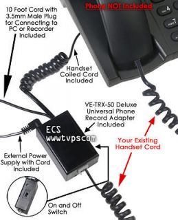 trx 50 trx50 3 5 mm audible telephone record adaptor