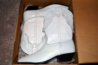 Youth Laredo Brand Western Boots White Fringe Leather 2M New in Box