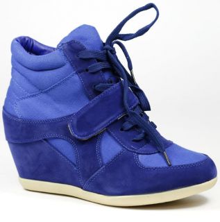 HIGH TOP FASHION HIDDEN WEDGE SNEAKERS TRAINER ANKLE BOOT BOOTIE