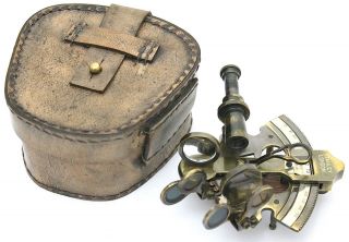     Brass Marine Sextant   Kelvin & Hughes London with Leather BOX