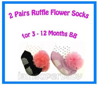   baby Girls Princess ruffles flower sock Fake Flat Shoe Socks 3 12M
