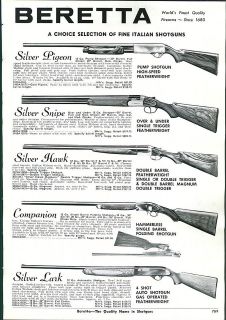1961 AD Beretta Italian Shotguns Silver Hawk Snipe Lark Pigeon