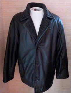 Kenneth Cole Reaction Mens Fleece Lined Leather Jacket Coat sz L 
