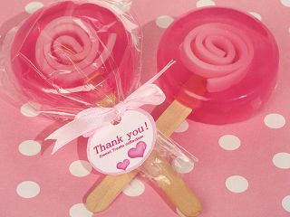48 baby shower pink lollipop w swirl soap favor time