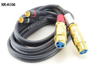 ft. 2 XLR 3C Female to 2 RCA Male Stereo Audio Cable