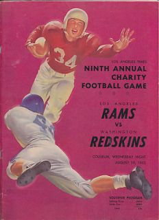 1952 Washington Redskins la rams Football program