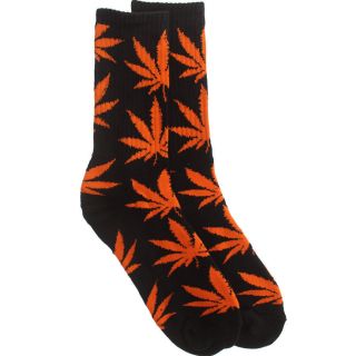 huf plantlife crew socks 420 plant life black orange