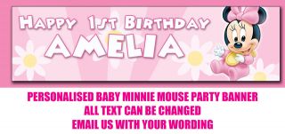 Large Personalised Baby Minnie Mouse Banner   Next day dispatch