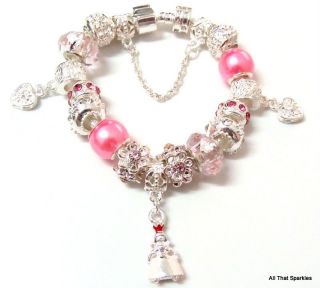 pink princess heart child girls charm bracelet from australia time