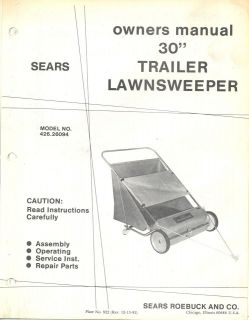  30 Trailer Lawnsweeper Model No. 426.26094 Vintage Owners 