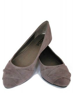 SODA ICING TAUPE SUEDE POINTED TOE WITH PLEATED DETAIL SLIP ON FLATS