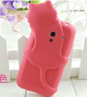 RED Cute Lovely SILICONE Kiki Cat Cover CASE FOR SAMSUNG GALAXY ACE 