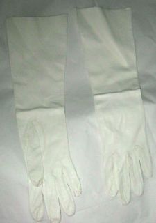 Vtg Lederer of Paris white kidskin leather long elbow gloves 6 MINT