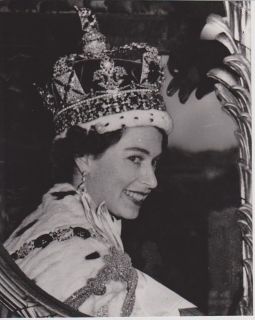 HRH Queen Elizabeth II in Coronation Coach at London 1952   Large 