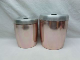 vtg retro pink aluminum west bend nesting kitchen canister set