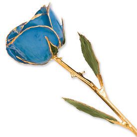 new lacquer dipped gold trim blue rose perfect gift one