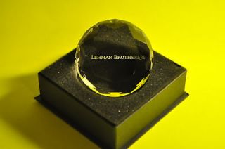 LEHMAN BROS ~ CRYSTAL PAPER WEIGHT ~ PERFECT EXECUTIVE DESK TOP 