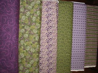 Quilt Fabric Laura Ashley LAILA Lot of SIX Fat Quarters Purple green 