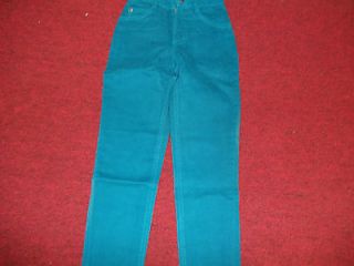 LEE JEANS FOR GIRLS NWT 70S/80S VINTAGE GREEN 12 SLIM UNION MADE IN 