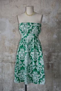 Ambiance Apparel Jungle Green French Floral Print Strapless Cotton 