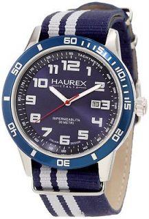 HAUREX ITALY PREMIERE BLUE AND SILVER MENS WATCH 1A355UBB NEW IN BOX $ 