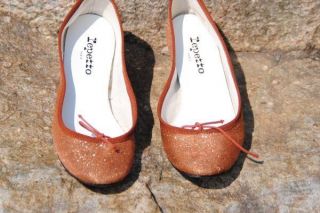REPETTO Bronze gold Glitter Ballet flat 39 chaussures danse NEW IN BOX