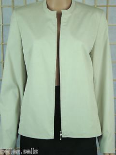 Apostrophe Lightweight Jacket Beige Mandarin Collar Zip Front Size 8