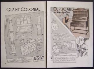 Colonial Cape Cod Cupboard Kitchen Hutch 1936 vintage How To PLANS