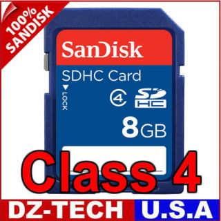   SanDisk 8GB SD HC (SDHC) Class 4 Flash Memory Card 8G 8 GB w/Mini Case