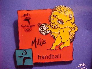 sydney 2000 olympic mascot pin millie team handball time left