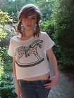 BNWT RETRO VINTAGE CUTE ROCKING HORSE CROPPED T SHIRT/TOP UK SIZE 8 