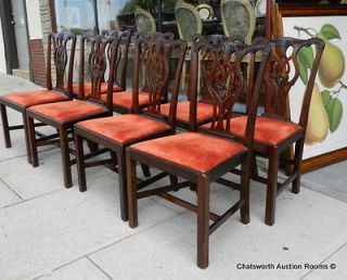   Solid Mahogany Schmieg & Kotzian Chippendale Dining Room Chairs c1930