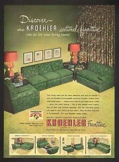 1950 kroehler sectional living room furniture print ad time left