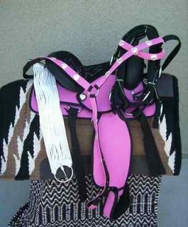 10 NEW PINK SYNTHETIC YOUTH WESTERN SADDLE PACKAGE MUST BUY