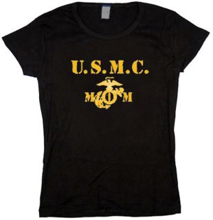 Ladies black USMC Mom US United States Marines Marine corps shirt 