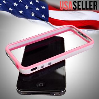   Hard Bumper Case Cover W/ Metal Buttons For Apple iPhone 4 S 4S New