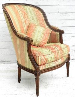 EARLY VINTAGE FRENCH BERGERE FAUTEUIL ARMCHAIR LOUIS XVI rev CHIC