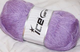 ICE balls yarn knitting Angora wool lurex 100gr ball super soft Lilac 