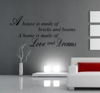 HOME IS MADE OF LOVE & DREAMS Wall Art Sticker Mural Decal quote 