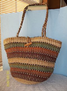 Gorgeous Well Made Multi color Straw Handbag Purse made in the 