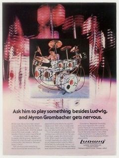 1980 Myron Grombacher photo Ludwig drum set vintage print ad