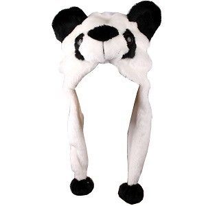 PLUSH BLACK AND WHITE PANDA ANIMAL CUTE ADORABLE WARM WINTER HAT