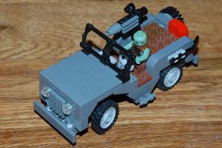 Lego WWII Custom Willys Jeep with WW2 Zombie Minifig   Custom Army 