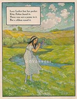Lucy Locket Lost Her Pocket Mother Goose 1912 ANTIQUE VINTAGE COLOR 