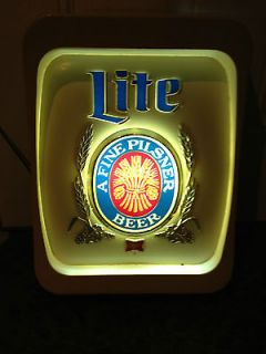 Vintage Miller Lite Beer Light Up Sign 1970s Rare Bar Pub Sign