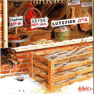 Les C. Kouba Trivet Tile Lutefisk Stamp Print 6 x 6 Lefse 
