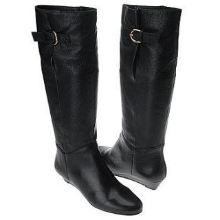 STEVEN by Steve Madden Womens Intyce Black Leather Riding Boots 