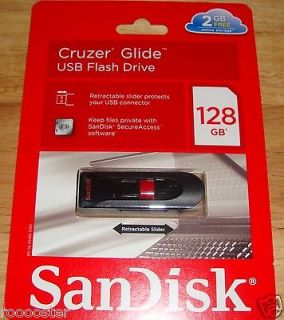 NEW SanDisk Glide Cruzer 128GB 128G USB Flash Pen Drive Disk Black