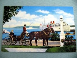   South American Ship Horse & Carriage MACKINAC ISLAND MICHIGAN Postcard