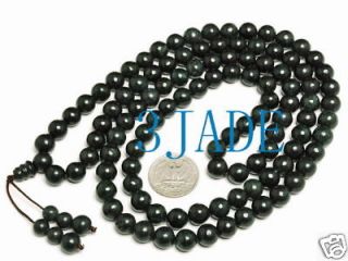 42 Tibetan 108 Natural Black Jade / Serpentine Prayer Beads Mala